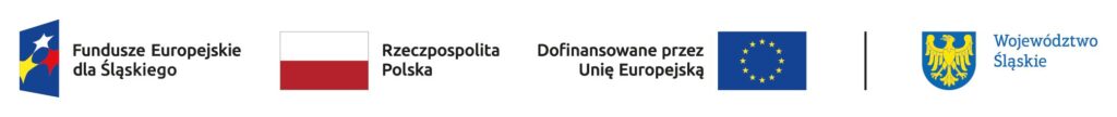Logotypy UE oraz Flaga Polski i Województwa Śląskiego